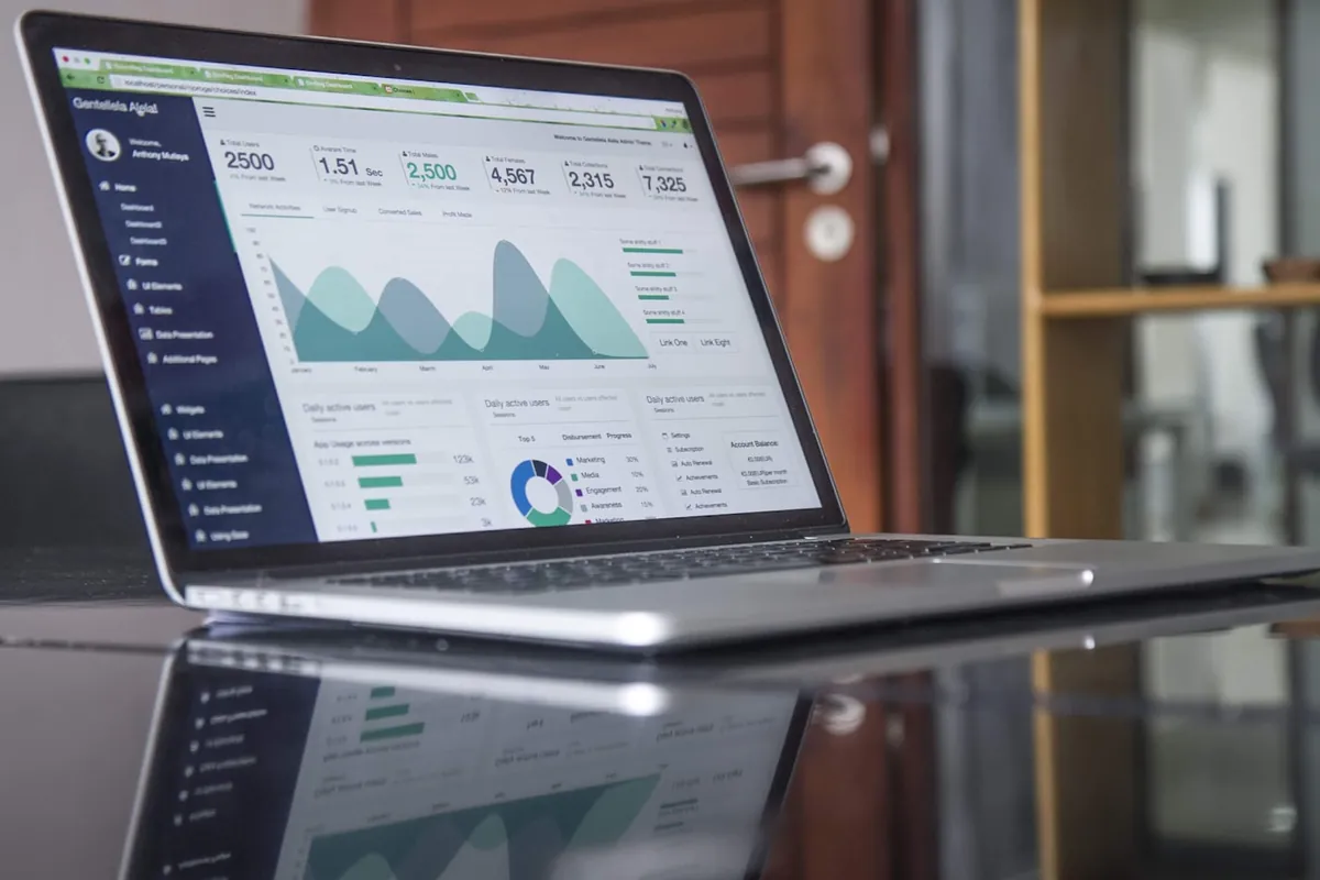 Laptop open on an analytics report